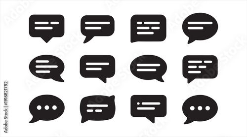 Chat and dialogue speech bubble black icon collection