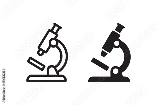 Minimal Microscope Icons for Healthcare and Education Design