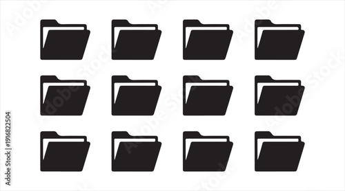 File management and storage monochrome symbol set