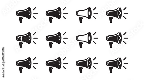 Loudspeaker promotion and alert monochrome symbol set