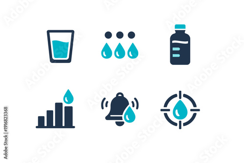 Intake generation hydration drop daily goal counter scalable image bell icon vector