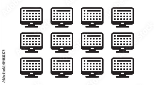 Monitor display workstation monochrome symbol set
