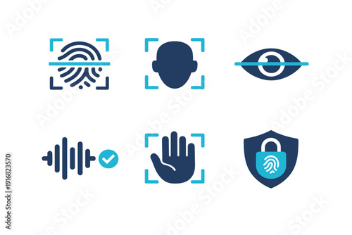 Scalable verification letters biometric set background vector scan waveform icon labels recognition