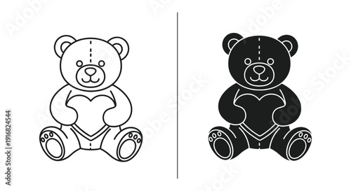 Black and white teddy bear illustration
