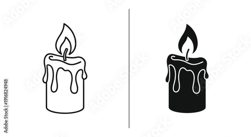 Black and white illustration of candles