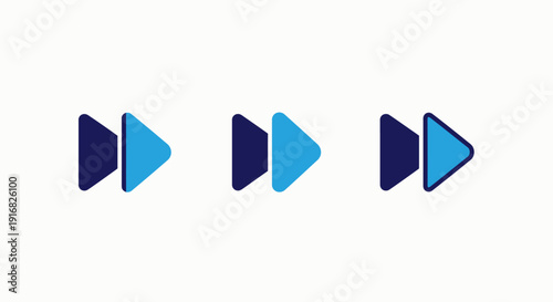 Three forward-facing arrows in varying stages of advancement, symbolizing progress, speed, and forward movement in digital interfaces.