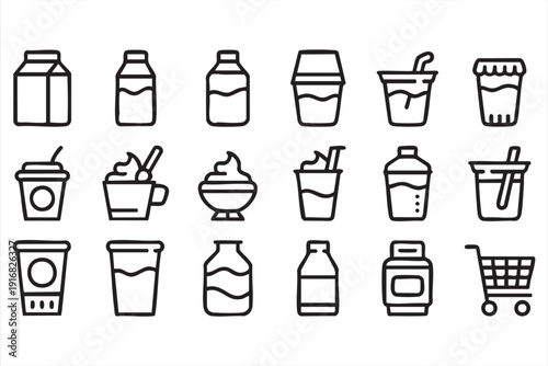 Cafe and Grocery Beverage Container Vector Set