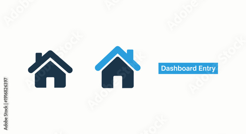 Home icons representing a starting point or dashboard entry for navigation and user interface design.