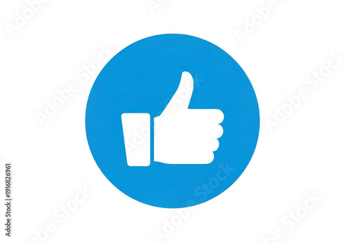 Blue thumbs up icon isolated on transparent background