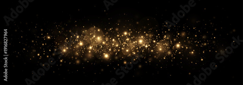 Fantasy starburst with glittering flare and glowing particles. Golden shimmer, vibrant stardust, and luxurious festive magic for celebration.