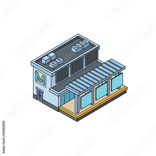 Modern Minimalist Coffee Shop Building Illustration.