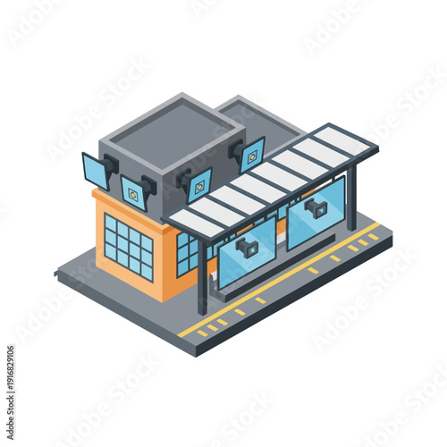 Isometric View of Modern Commercial Building.