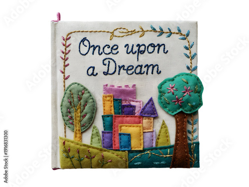 Handmade Fabric Book Cover 'Once Upon a Dream' with Castle and Trees Niche Craft Detail