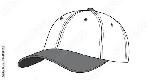 Classic two-tone baseball cap design with a white crown and a dark grey curved visor shown from a side perspective against a white background.