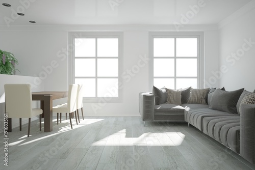 modern room combined with a dining area interior design. 3D illustration