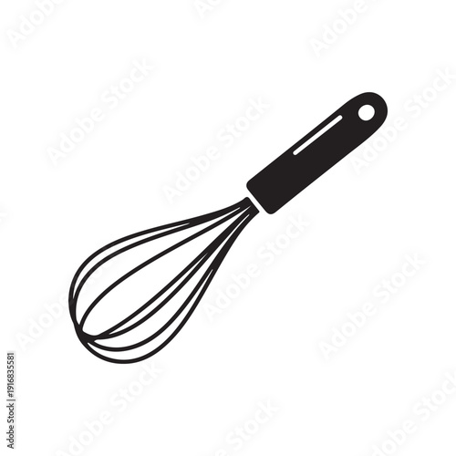 Black kitchen whisk utensil for mixing and blending