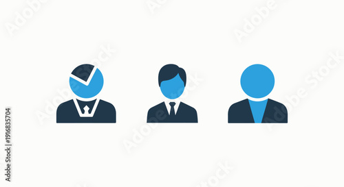Business Analytics and Corporate Leadership Icons Representing Data, Management, and Professional Workforce in Flat Design