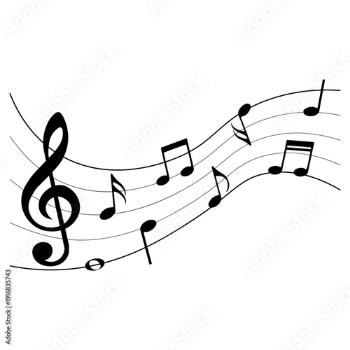 Music notes, isolated musical element, vector illustration.
