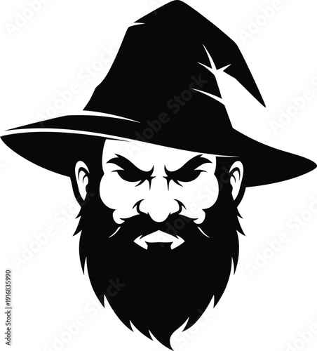 wizard-warlock-man-face-wearing-hat-with-white background 