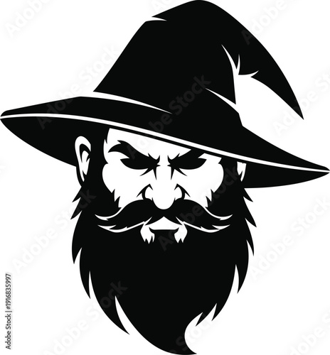 wizard-warlock-man-face-wearing-hat-with-white background 