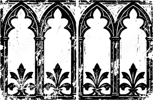 gothic arches with fleur de lis pattern vintage medieval architectural decorative design