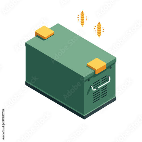 Large battery storage unit for wind power in green and industrial style  