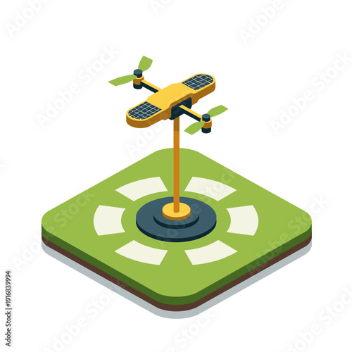 Drone recharging on a docking station in ecological technology  