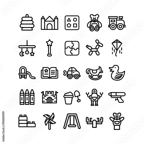 Outline Kid Toy Icon Set Free Vector
