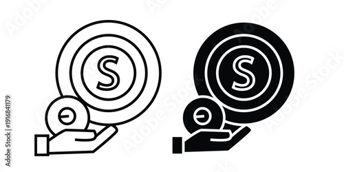 Black and white targets with dollar signs and hands