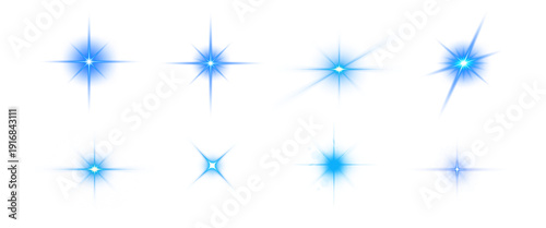 Fotografie Set of transparent blue light streak and lens flares Png