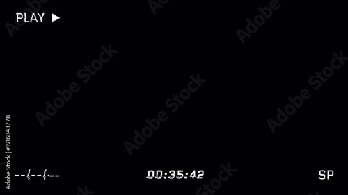 Wallpaper Mural VHS tape "PLAY " with glitch effect with Distorted Signal. 4K animation Alpha channel Torontodigital.ca