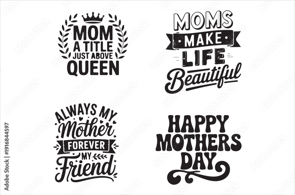 Fototapeta premium Mother s day typographic designs with floral and script elements