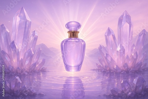 Enchanted Lavender Perfume Among Crystal Reflections