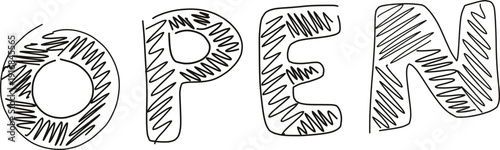 handwritten open word vector silhouette