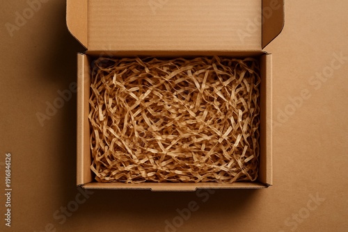 Open Eco-Friendly Kraft Box with Paper Filler