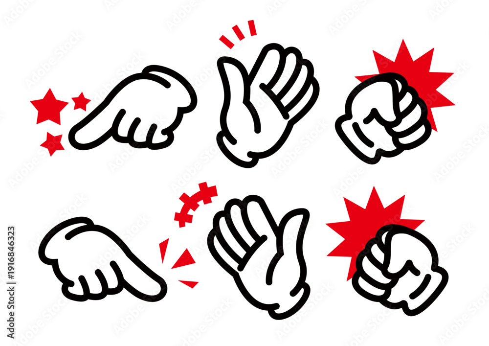 Obraz premium Rock Paper Scissors Hand Gesture Icon Set, Simple Line Illustration Isolated on White Background