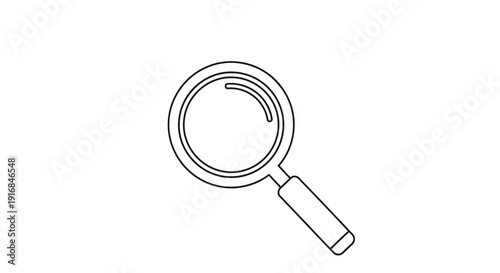Simple line drawing of a magnifying glass on a white background