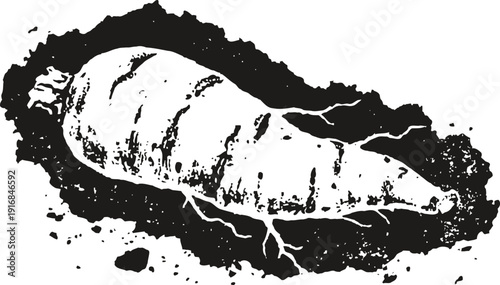 Carrot drawing in soil hand sketched root vegetable partially buried underground fresh organic healthy food illustration