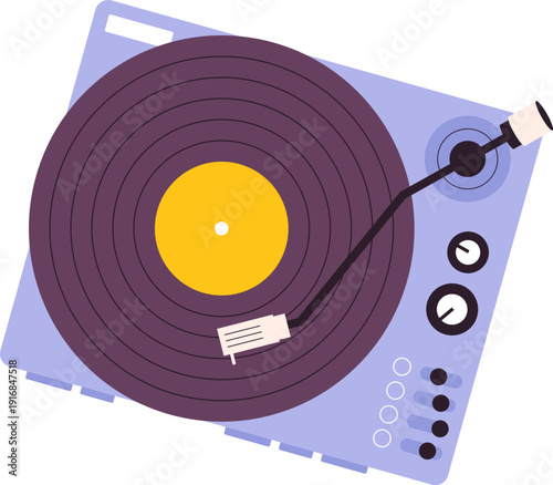 Vinyl music player color icon. Retro device