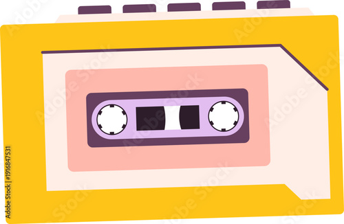 Retro cassette player color icon. Vintage music symbol