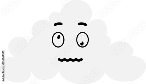 Funny cloud with silly face. Woozy emoji doodle