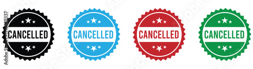 Cancelled stamps in four colors for business and design use