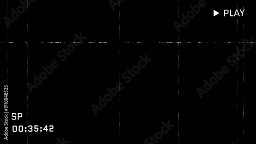 Wallpaper Mural VHS tape "PLAY " with glitch effect with Distorted Signal. 4K animation Alpha channel Torontodigital.ca