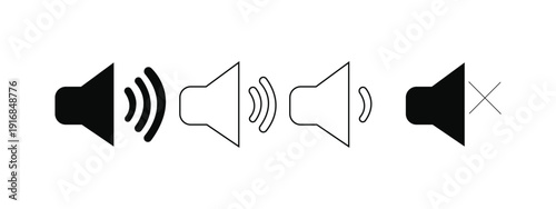 Speaker volume icons showing different sound levels and mute.