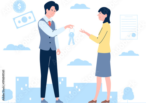 Real estate purchase color icon. Apartment rent or buying