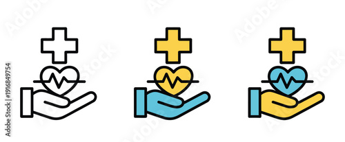 Medicare Icon, Vector Symbol Representing Healthcare Coverage Health Insurance Medical Services And Senior Care In Clean Line And Flat Design For App, Website, And Informational Materials.