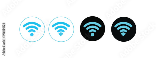 Wifi signal strength icons in various circle styles.