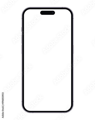 Realistic smartphone mockup. Mobile phone vector with isolated on white background. Device front view. 3D mobile phone with shadow. Realistic, high quality smart phone mockup