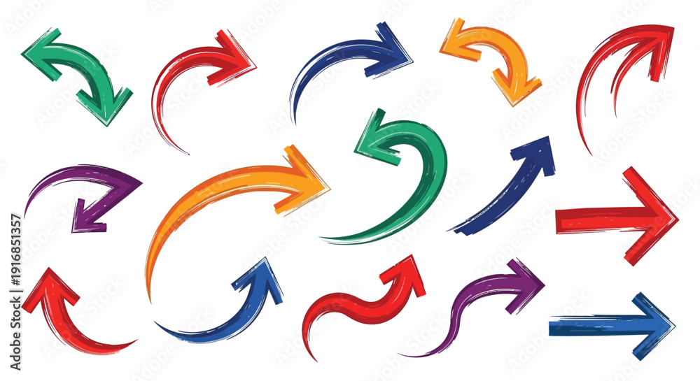 Obraz premium Colorful arrows in various directions create a dynamic circular pattern