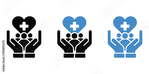 Public Health Icon, Vector Symbol Representing Community Health Safety Disease Prevention Medical Services And Wellness Programs In Line And Flat Design For Web And App Use.